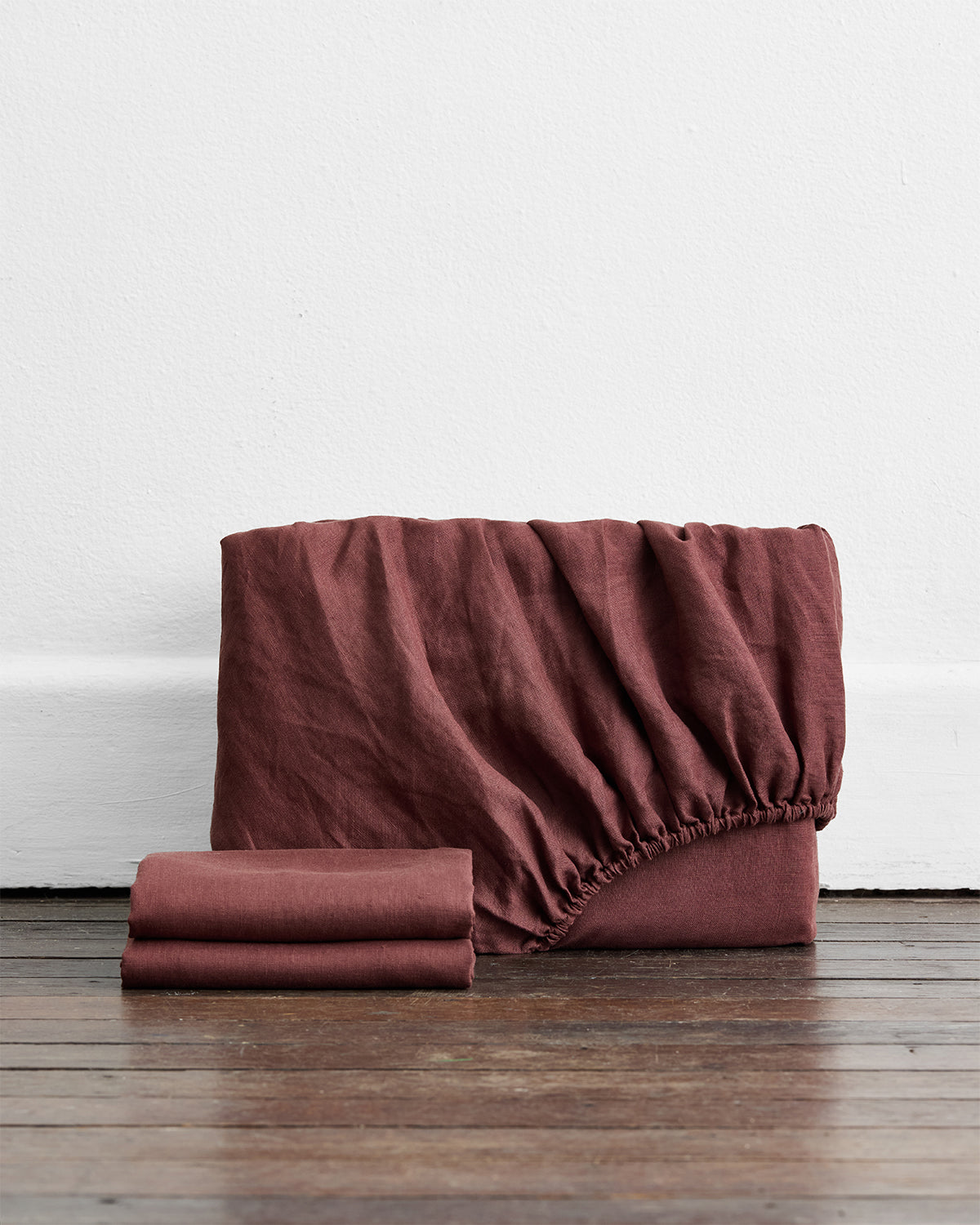 Cacao 100% French Flax Linen Fitted Sheet Set